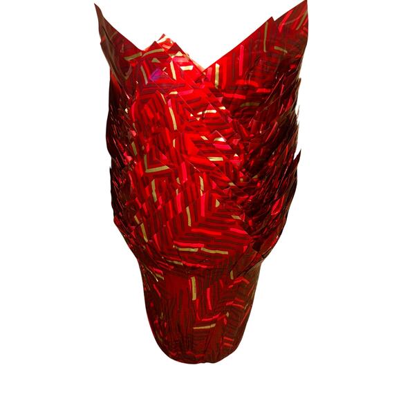 50 NEW Red Gold Christmas Foil Flower Wrappers Plant Pot Covers Wraps Sleeves - Picture 1 of 8